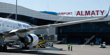 Almaty / Kazakhstan - 08.27.2018 : Air Astana flight on the terr