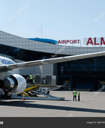 Almaty / Kazakhstan - 08.27.2018 : Air Astana flight on the terr