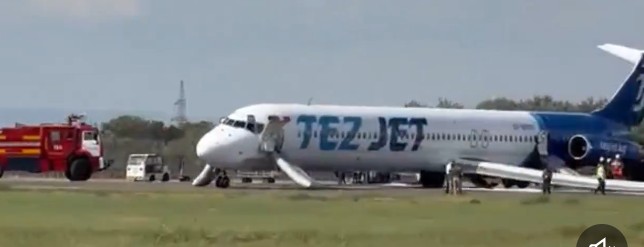 Bişkek’te Tez Jet’e ait MD-83 tipi uçağın iniş takımı çöktü 1 Screenshot 20260707 1450562
