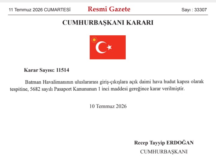 Batman Havalimanı Cumhurbaşkanı Kararı ile 'daimi hava hudut kapısı' ilan edildi 1 Screenshot 20260711 0022532