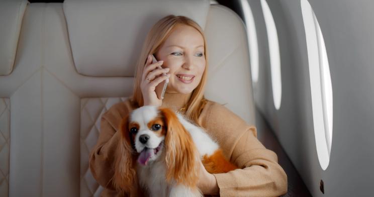 portrait rich mid woman dog 135182733