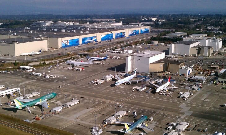 Boeing'de 7 Ekim'de başlayacak olası grev 777X programını durma noktasına getirecek 1 Aerial Boeing Everett Factory 730x436 1