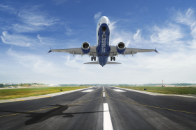 surface level of airport runway against sky