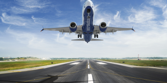 surface level of airport runway against sky
