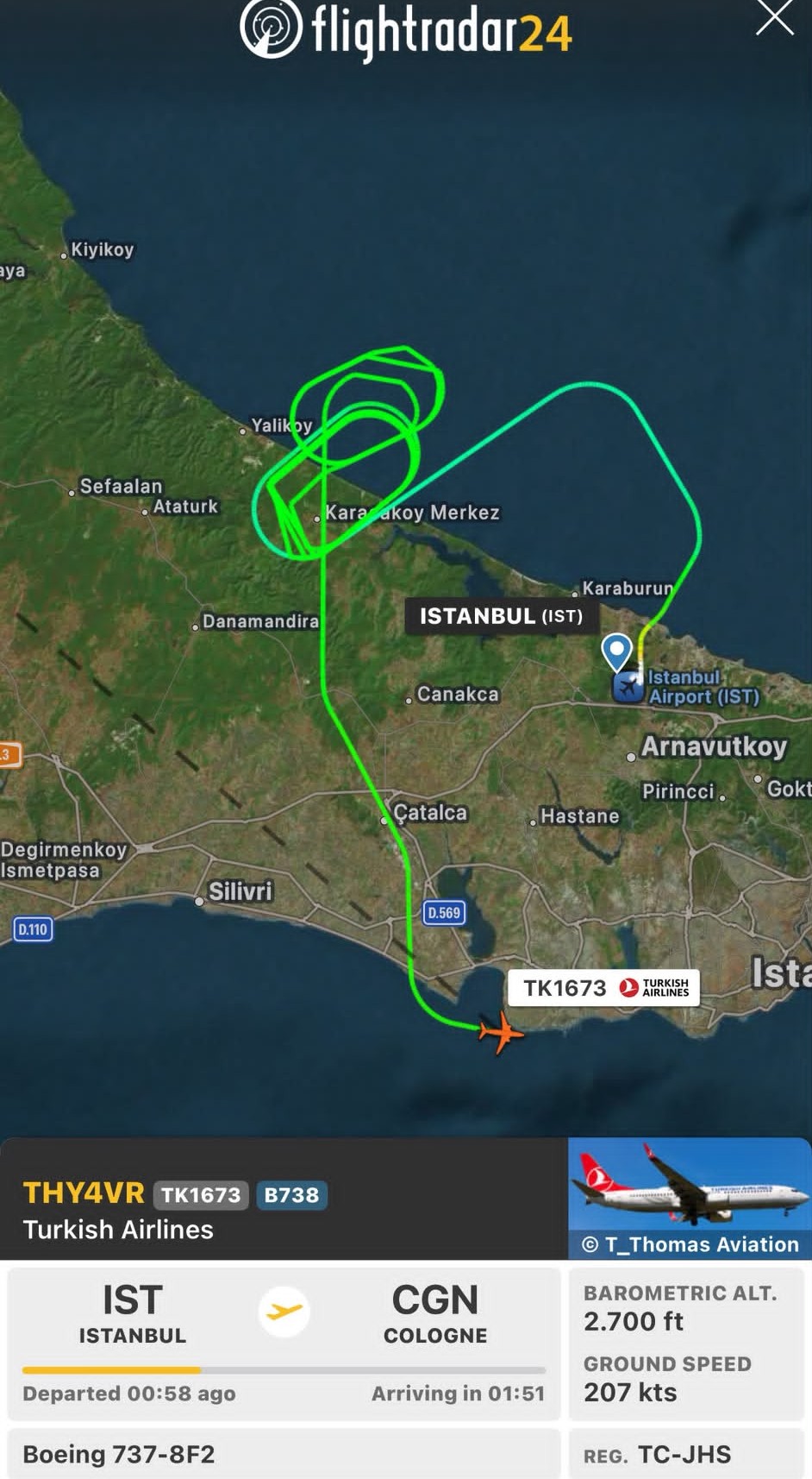 THY'nin İstanbul-Köln uçağı kuş çarpması sonrası geri döndü 1 IMG 20261002 WA00002